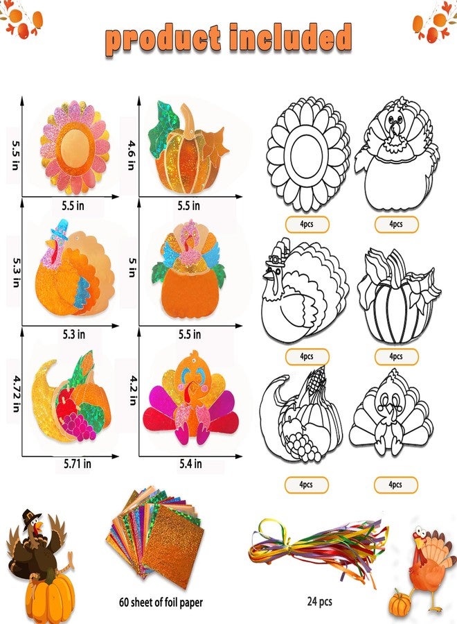ام ال او ال ام مجموعة MLOLM المكونة من 24 قطعة من ورق القصدير لتزيين عيد الشكر، مثالية للأعمال الفنية والحرفية الخريفية، مع رسومات الديك الرومي واليقطين وعباد الشمس. مشروع فني إبداعي سهل التنفيذ، مناسب لفصل الخريف وعيد الشكر. - Image 2